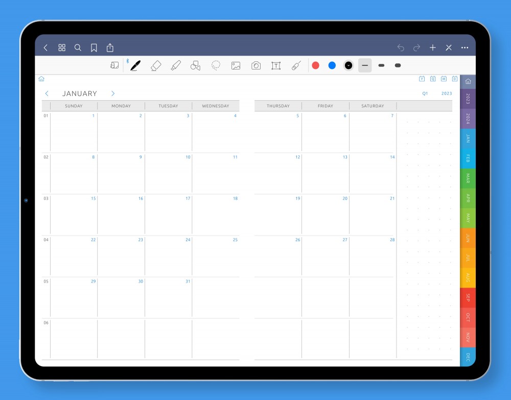 Monthly Calendars Template for GoodNotes