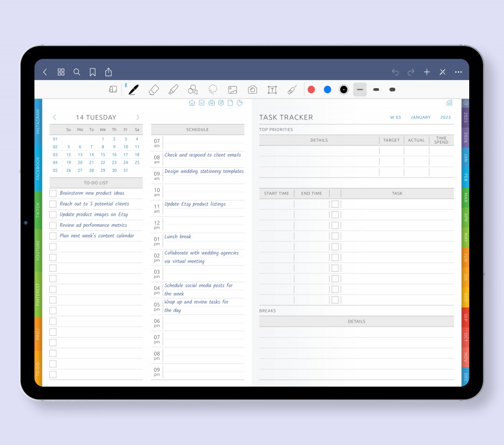 Daily Pages, Built for Shop Owners for GoodNotes Planner