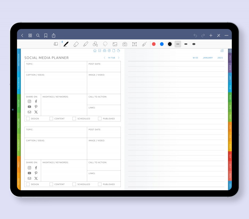 Social Media Command Center  for Digital Planner
