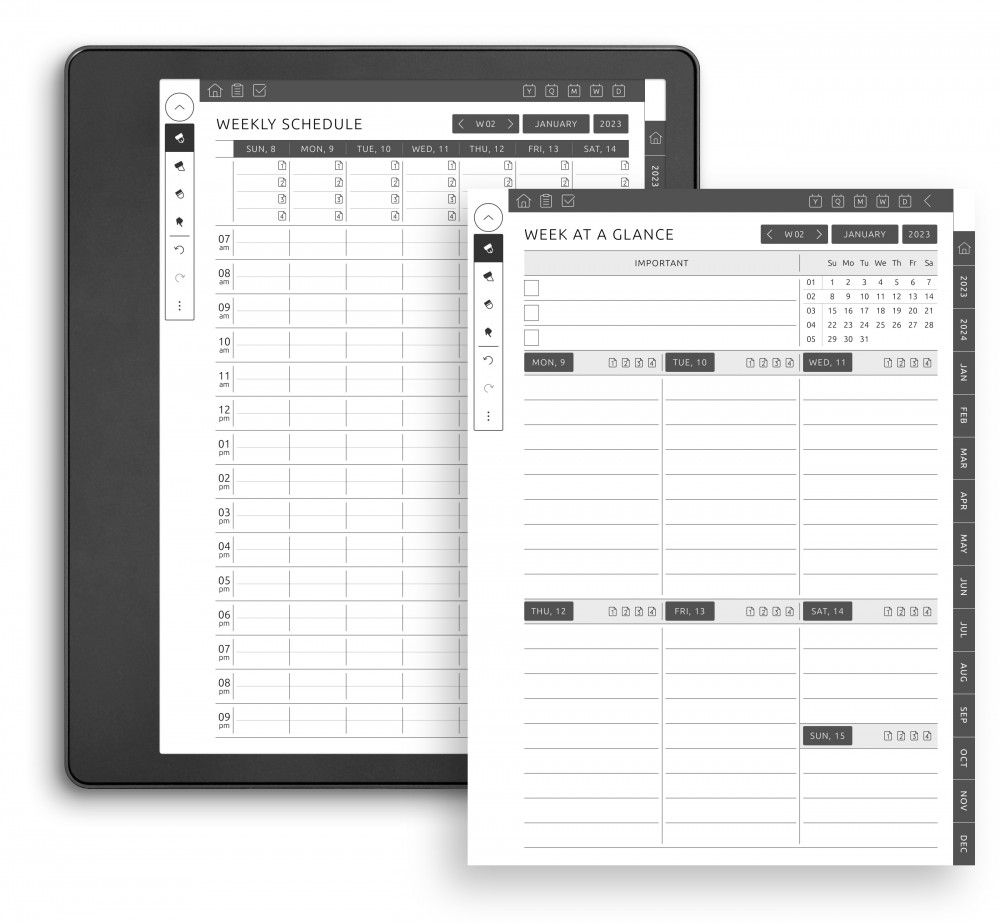 Weekly Pages in Several Variations for Kindle Scribe