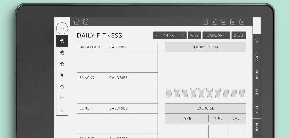 Kindle Scribe Health &amp; Fitness Planner