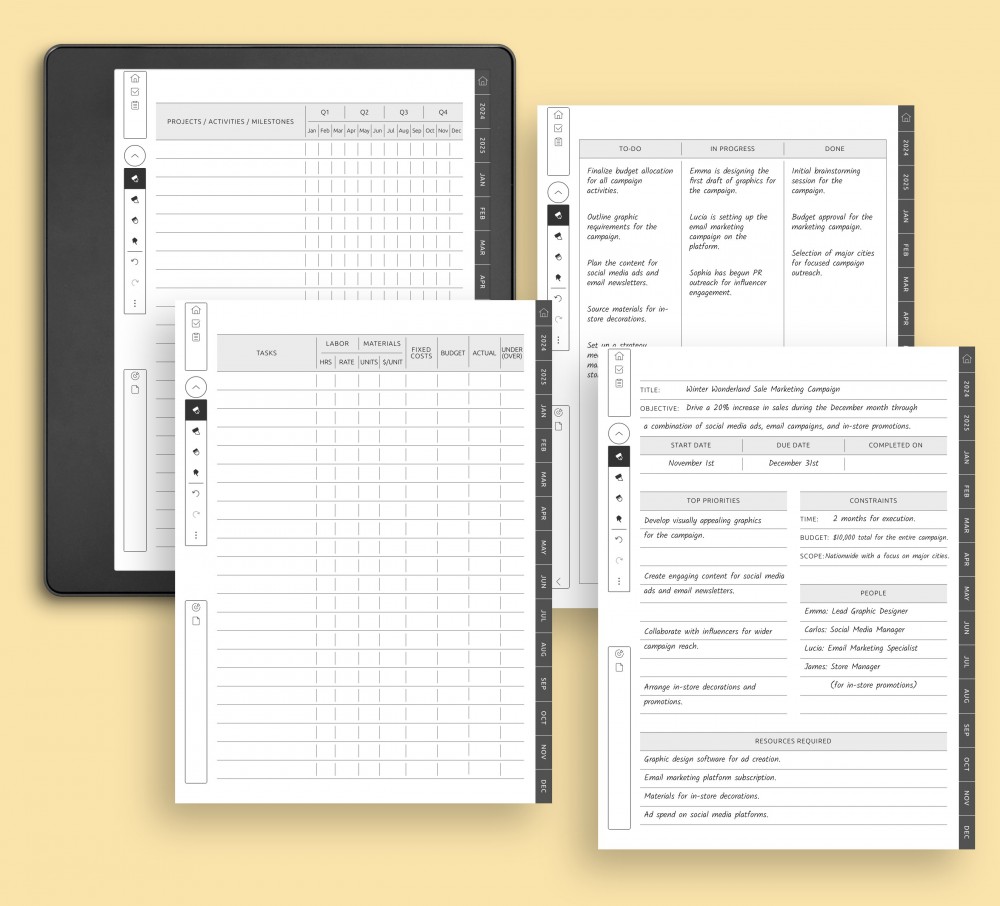 Kindle Scribe 2023 Planner Modern Design Easy Navigation Through