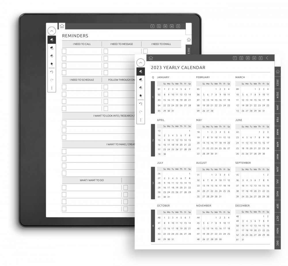 Yearly Calendar for Kindle Scribe
