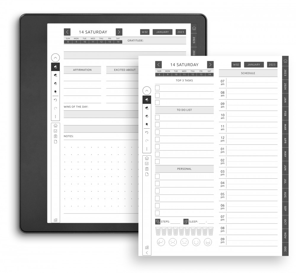 Daily Schedule Pages in 12+ Variations for Kindle Scribe