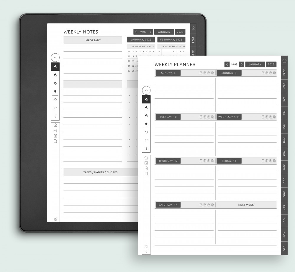 Weekly Planner in 8+ Variations for Kindle Scribe