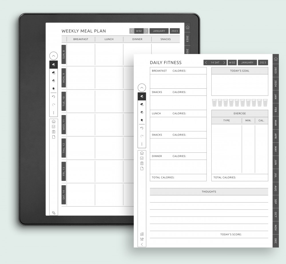 Fitness Planner, Body Tracker, Wellness Journal for Kindle Scribe