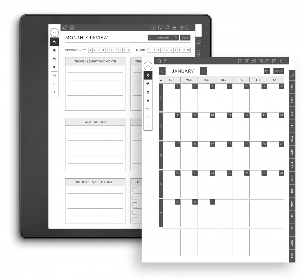 Monthly Planner in Several Variations for Kindle Scribe