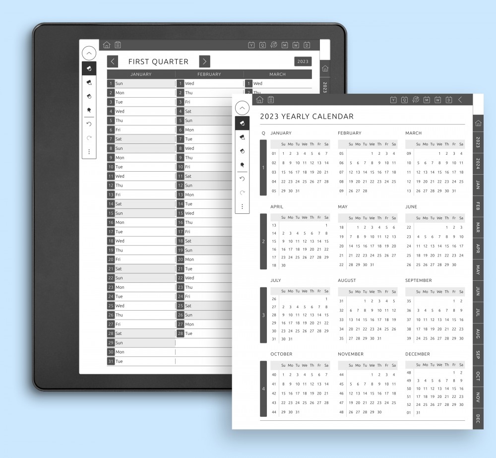 Yearly Calendar for Kindle Scribe