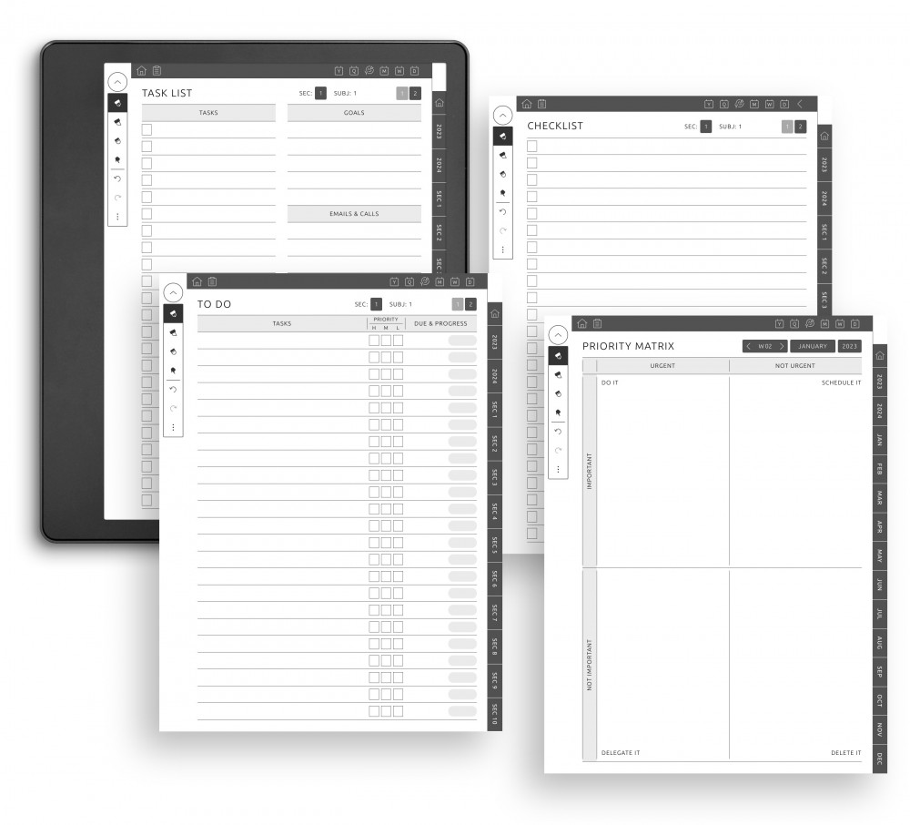 Pages for Your Priorities & Progress Tracking for Kindle Scribe