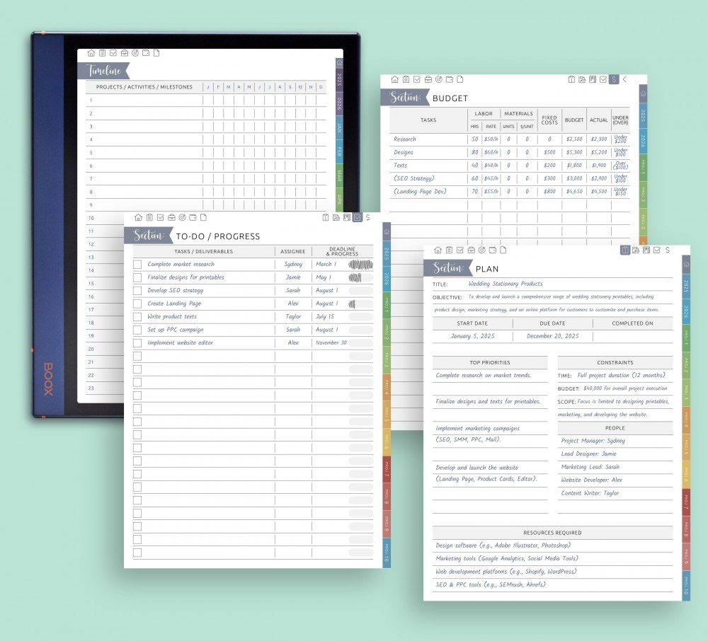 🚀 Project Planning – Stay on Track from Start to Finish for Boox Note Planner 🚀 Project Planning – Stay on Track from Start to Finish Template for Boox Note