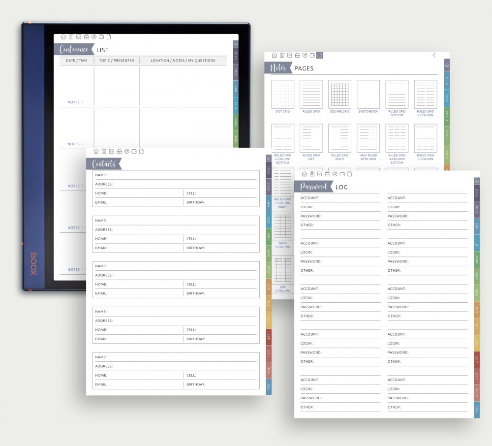 🗂️ Notes, Lists & Essentials in One Place for Boox Note Planner 🗂️ Notes, Lists & Essentials in One Place Template for Boox Note
