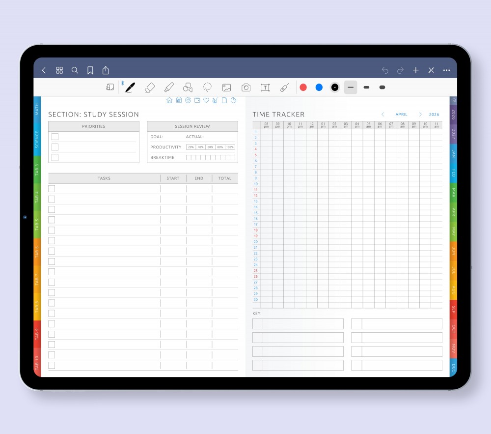 Master Your Study Habits: Study Session & Time Templates Template for Digital Planner Master Your Study Habits: Study Session & Time Templates  for Digital Planner