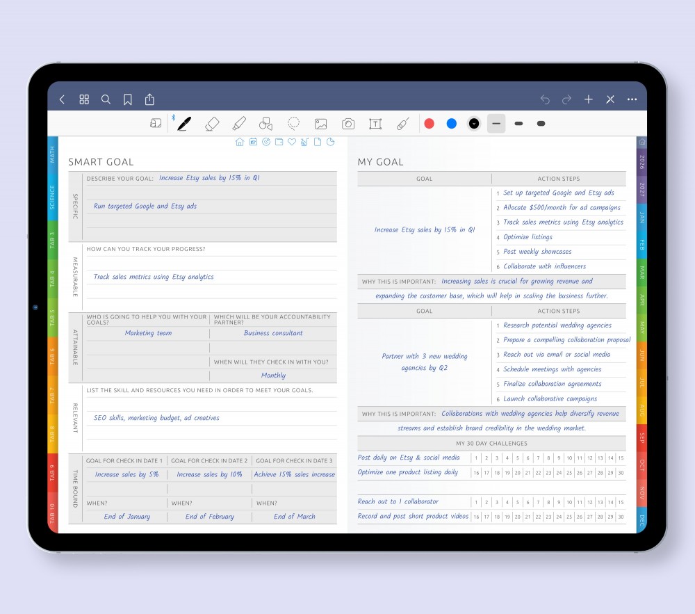 Goal-Setting Galore: Goals & Productivity Section Template for Digital Planner Goal-Setting Galore: Goals & Productivity Section  for Digital Planner