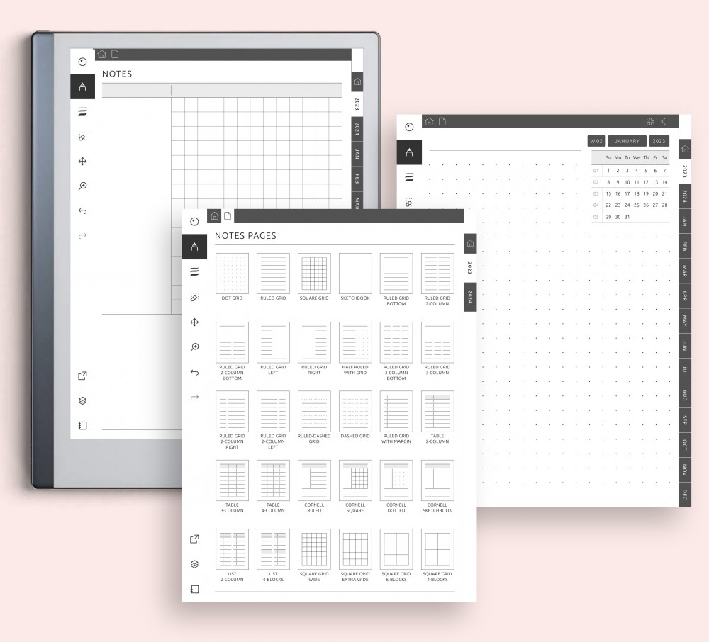 Yearly/Quarterly/Monthly Calendars Template for GoodNotes