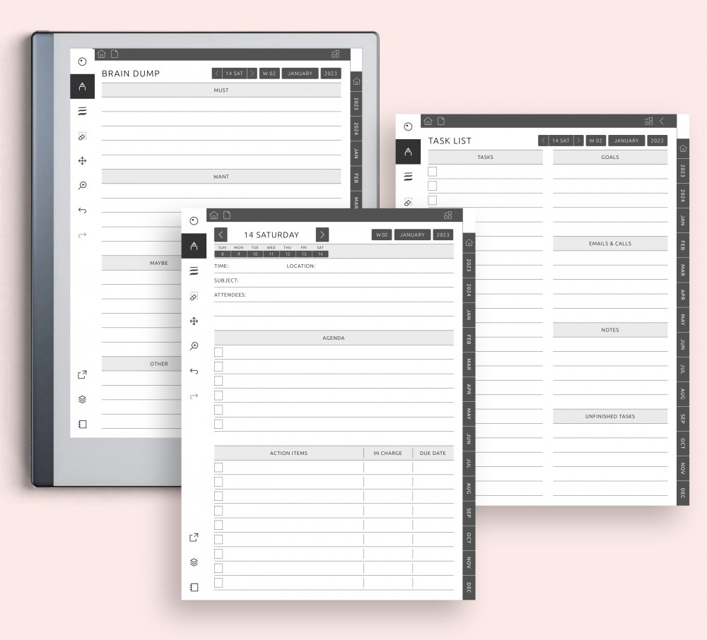 Daily Planner Remarkable Template Digital Planner for Remarkable 1