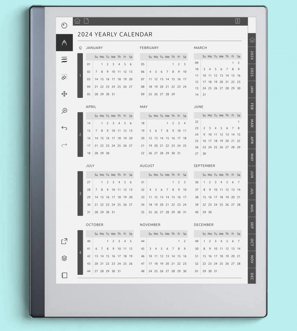 📅 Year at Your Fingertips: Template for reMarkable