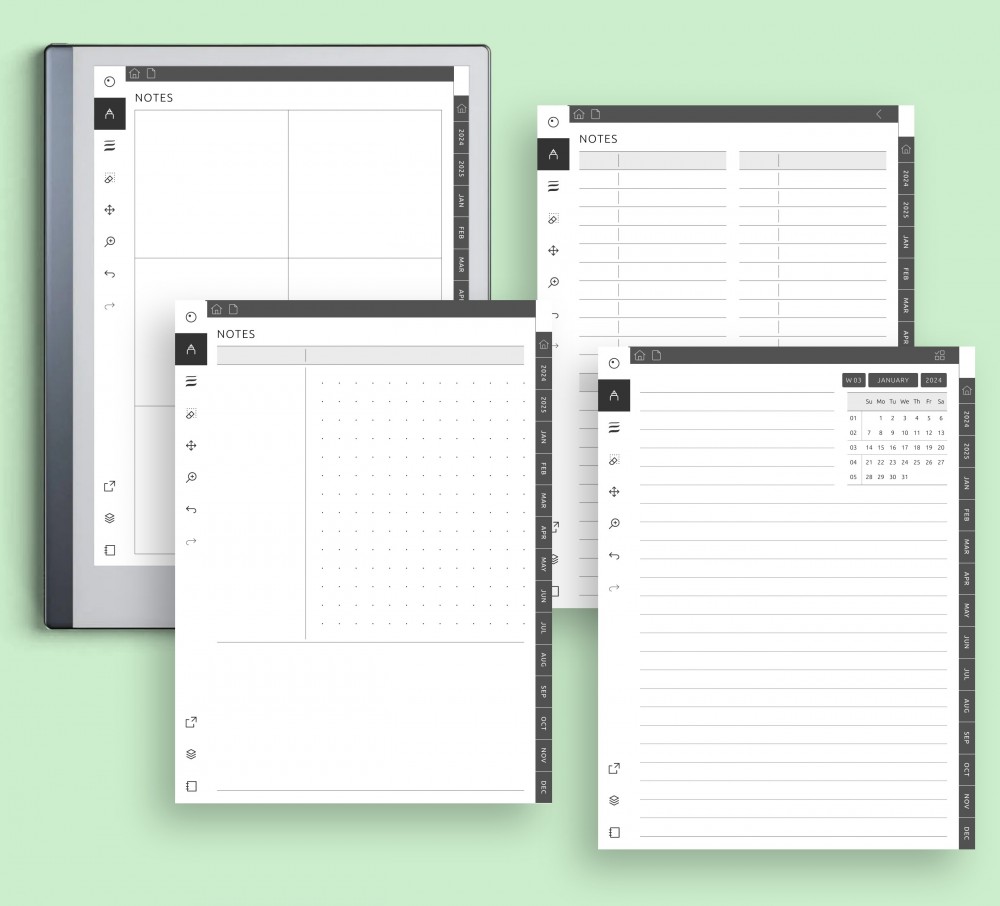 Personalize Your Daily Note-Taking Experience: Customize Up to 4 Pages and Choose from 30+ Note Templates Template for reMarkable