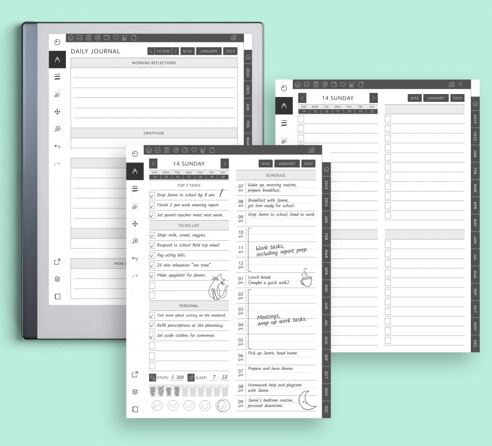 Daily Planner Remarkable Template Digital Planner for Remarkable 1