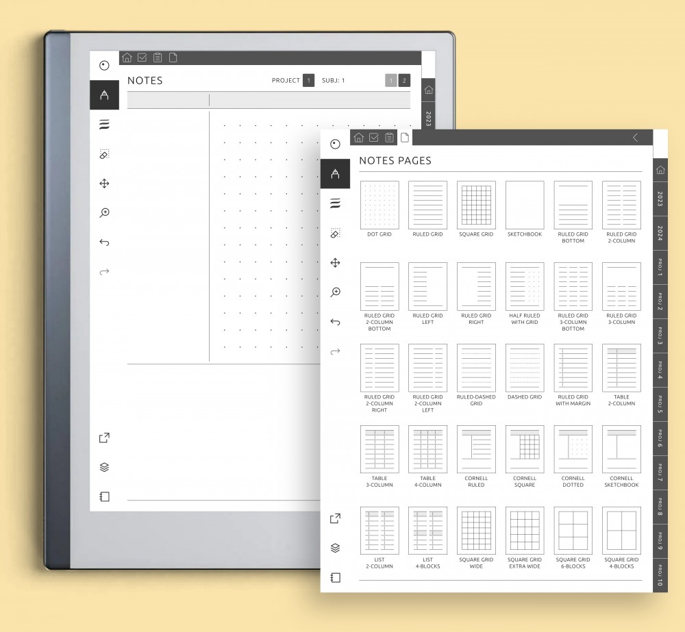 Remarkable 2 Templates Notebook 3 Layouts Hyperlinked PDF 