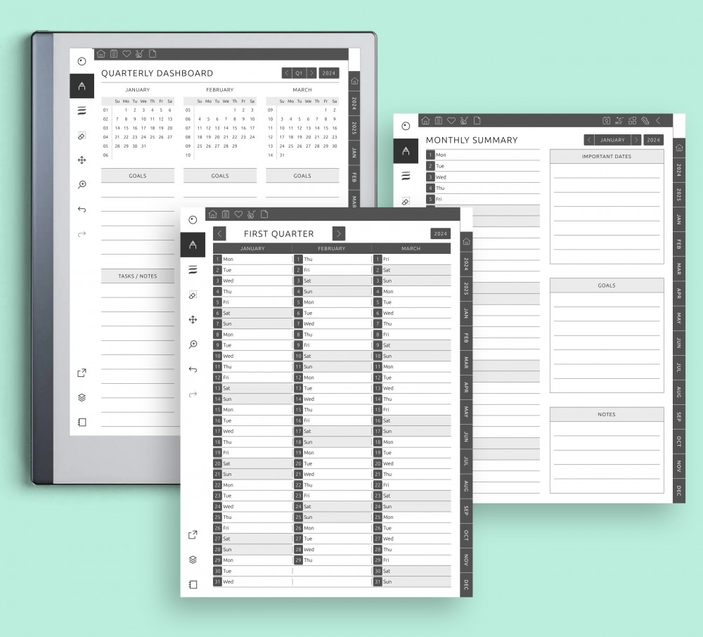 🌟 Quarterly and Monthly Quests Template for reMarkable