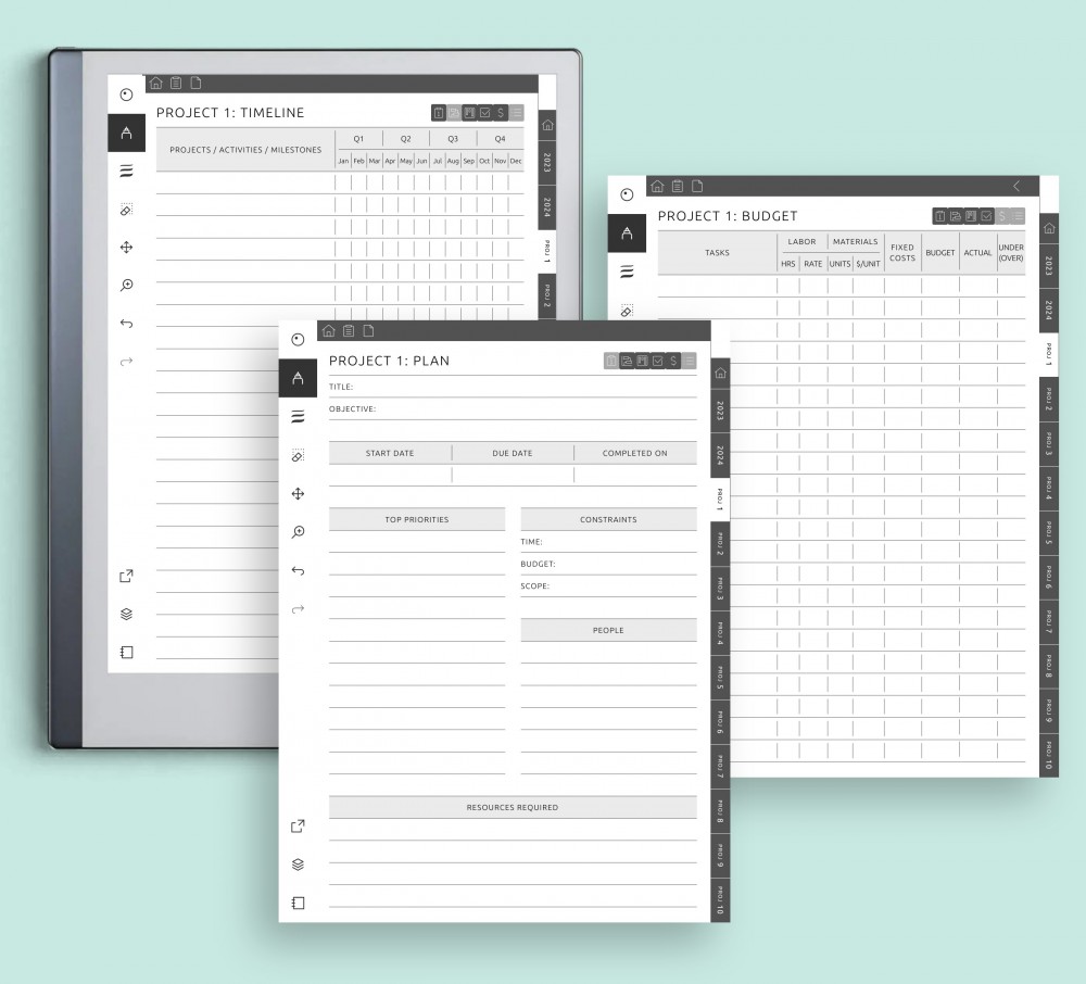 Manage Ten Projects Template for reMarkable
