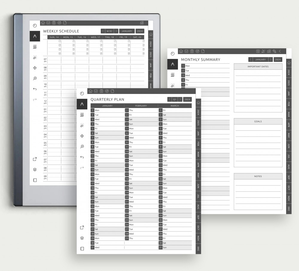 Plan and Schedule Your Events Template for reMarkable
