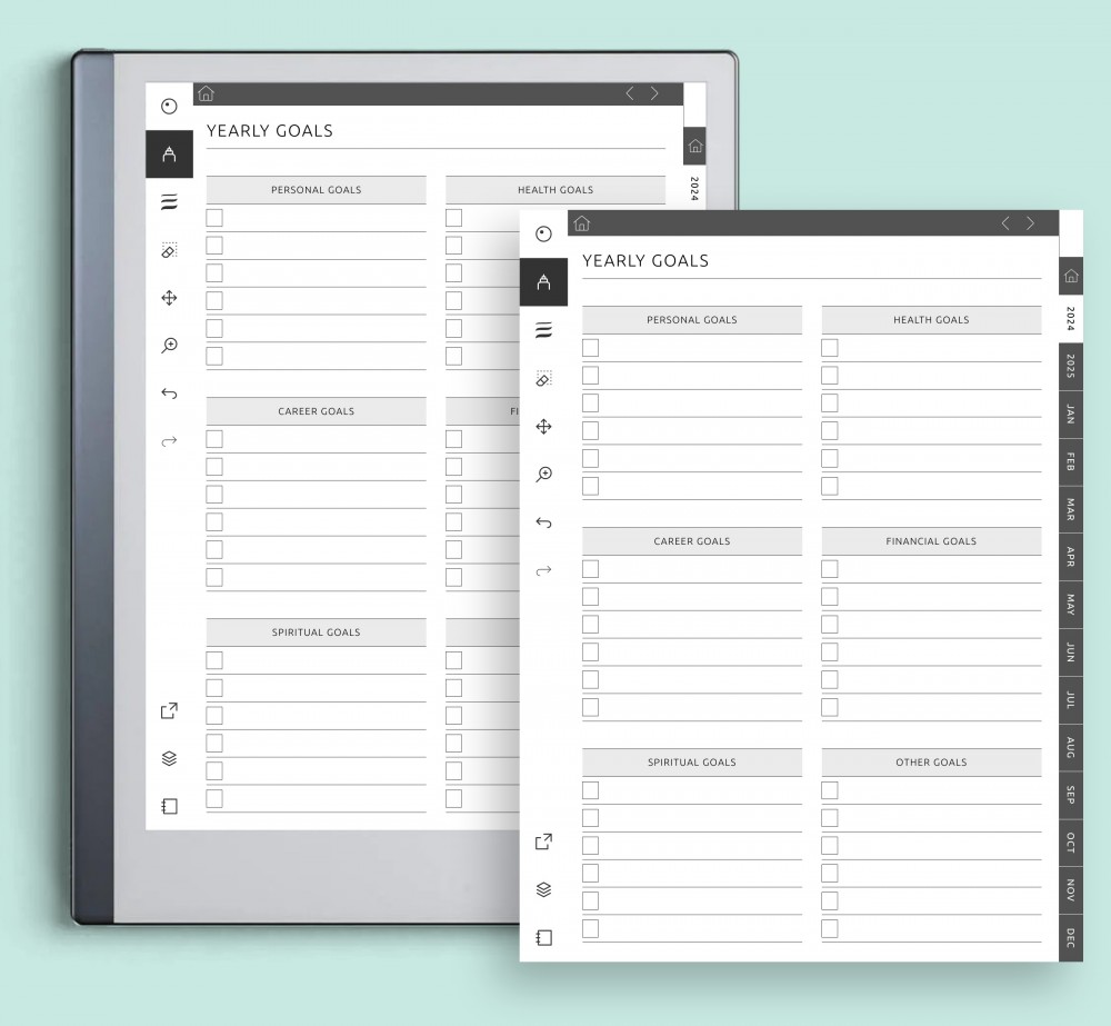 Yearly Goals with Overview  for Digital Planner