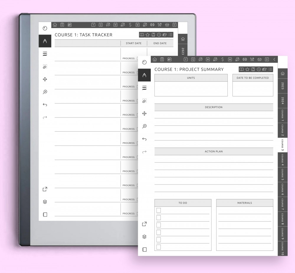 Project Planner Template for reMarkable