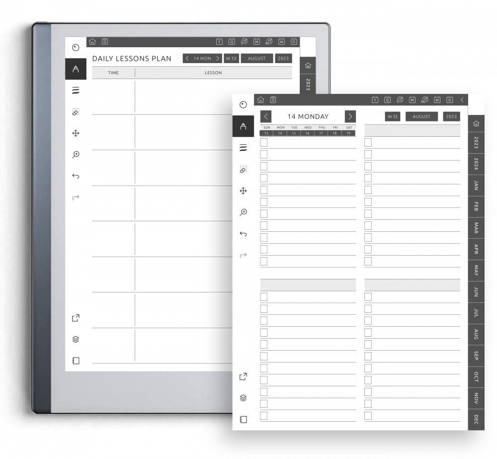 Daily To Do & Lessons Plan Template for reMarkable