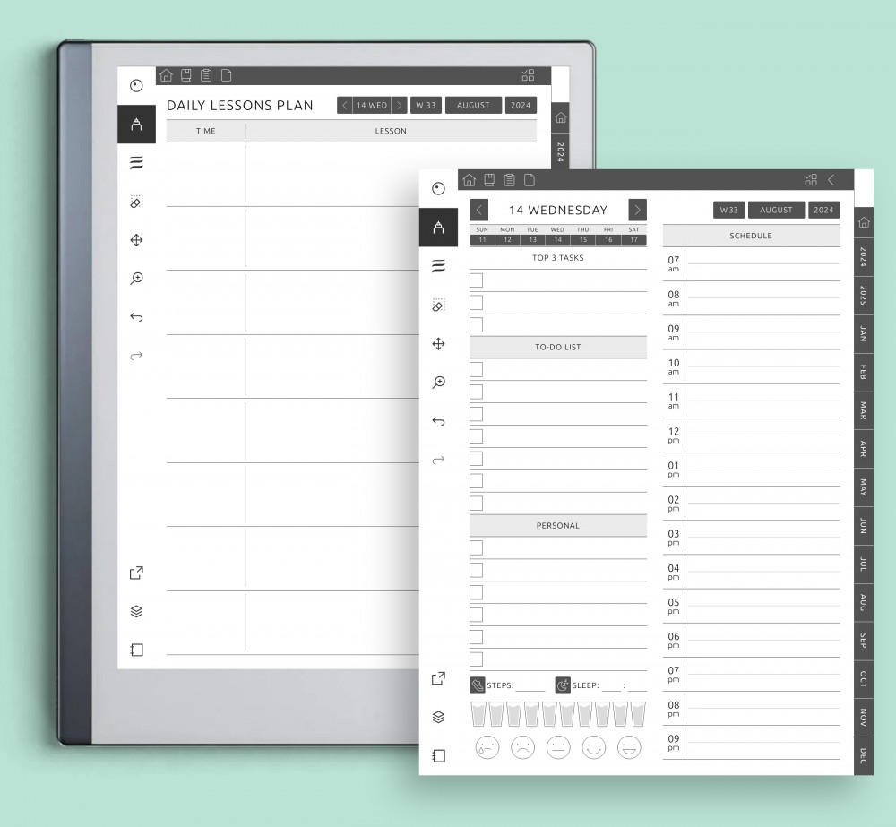 Enhance Your Daily Planning with Our Two Customizable Daily Pages Template for reMarkable