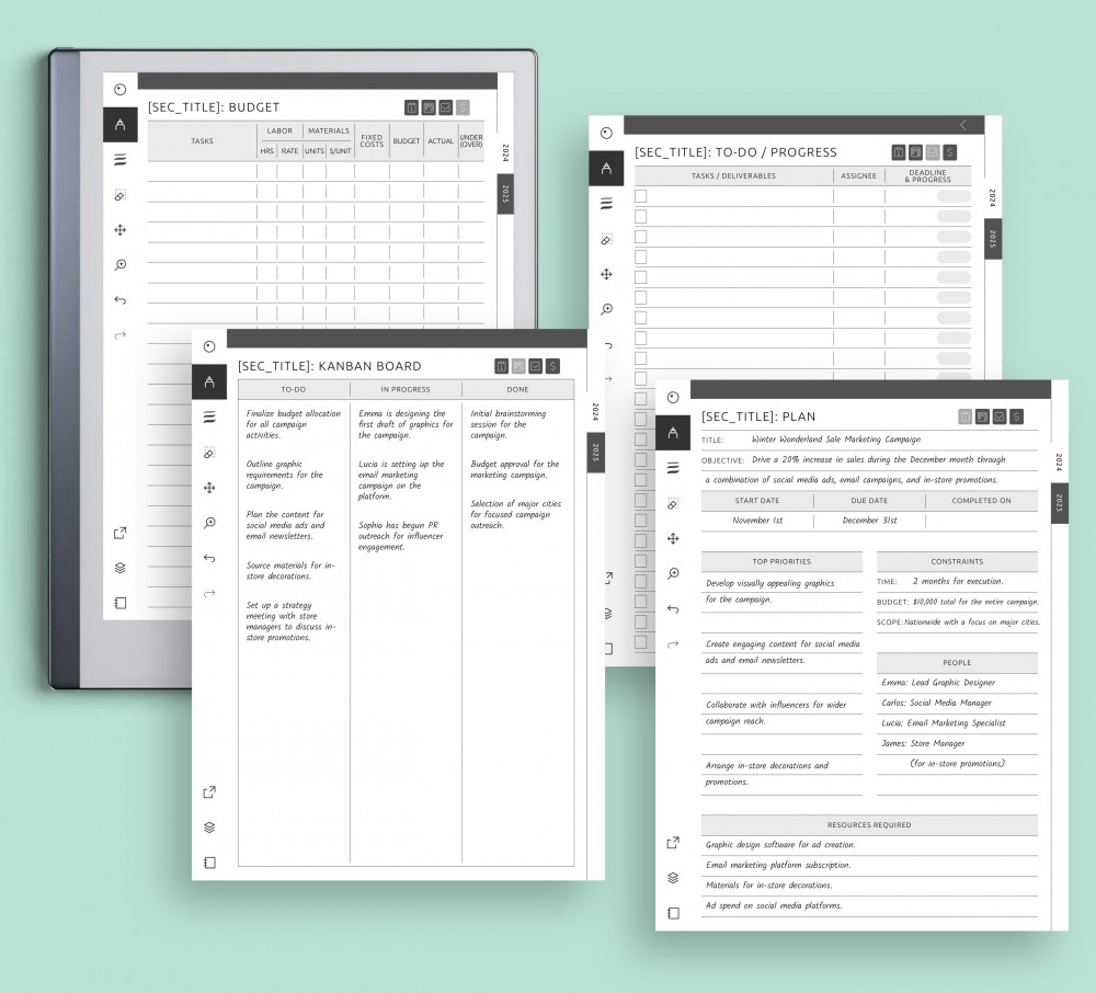 reMarkable Custom Section & Tabs 2024 & 2025: Customize Your Planner ...