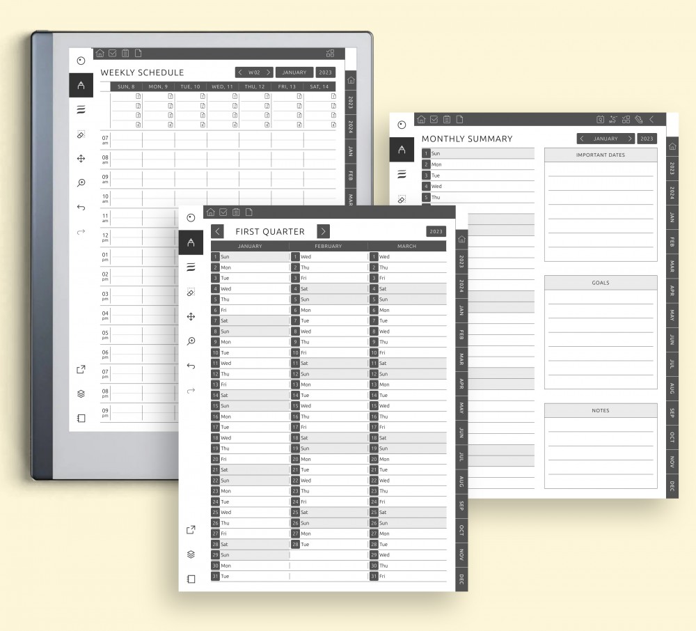 Remarkable 3 Calendar Years in One PDF of 2024 2025 2026 Interactive  Calendar Remarkable 2 Template E Ink 10.3-inch -  Canada