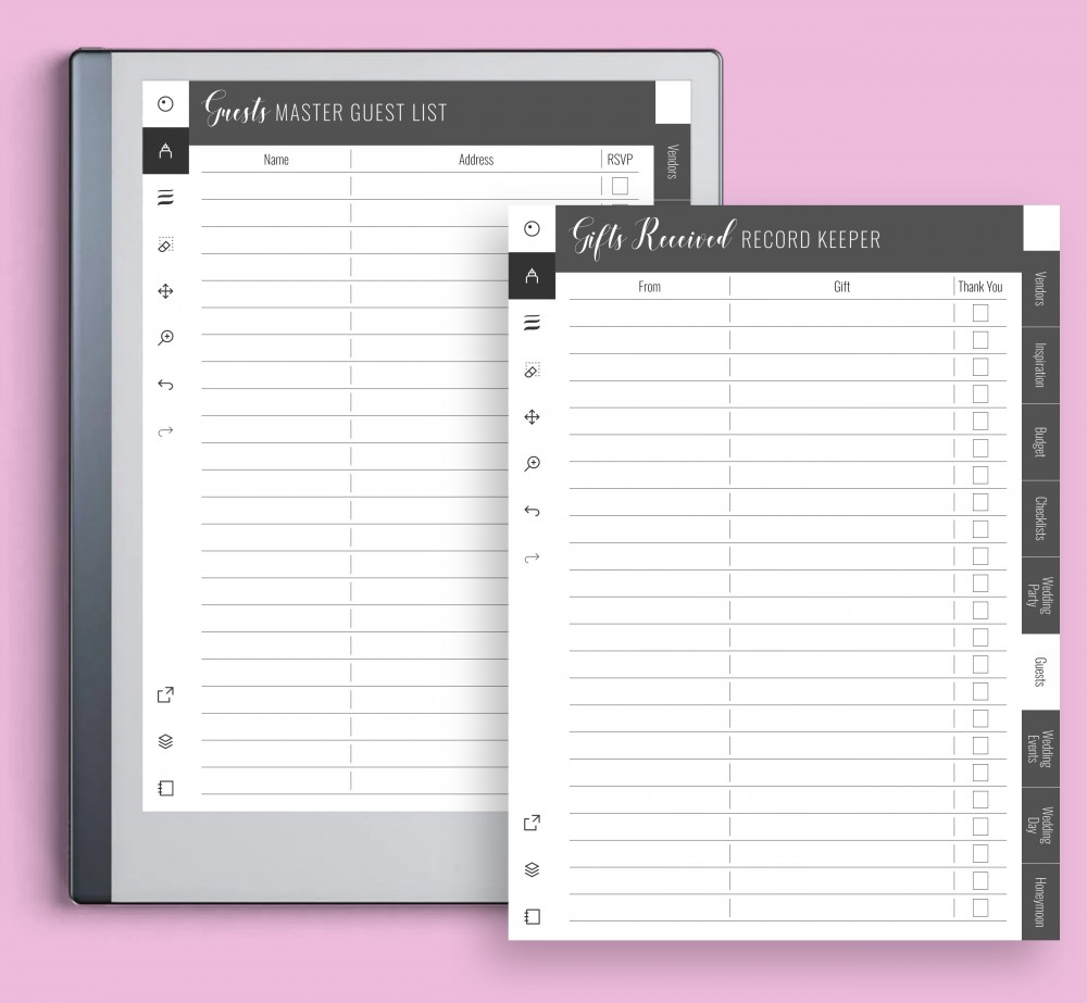 Guest Lists  for Digital Planner