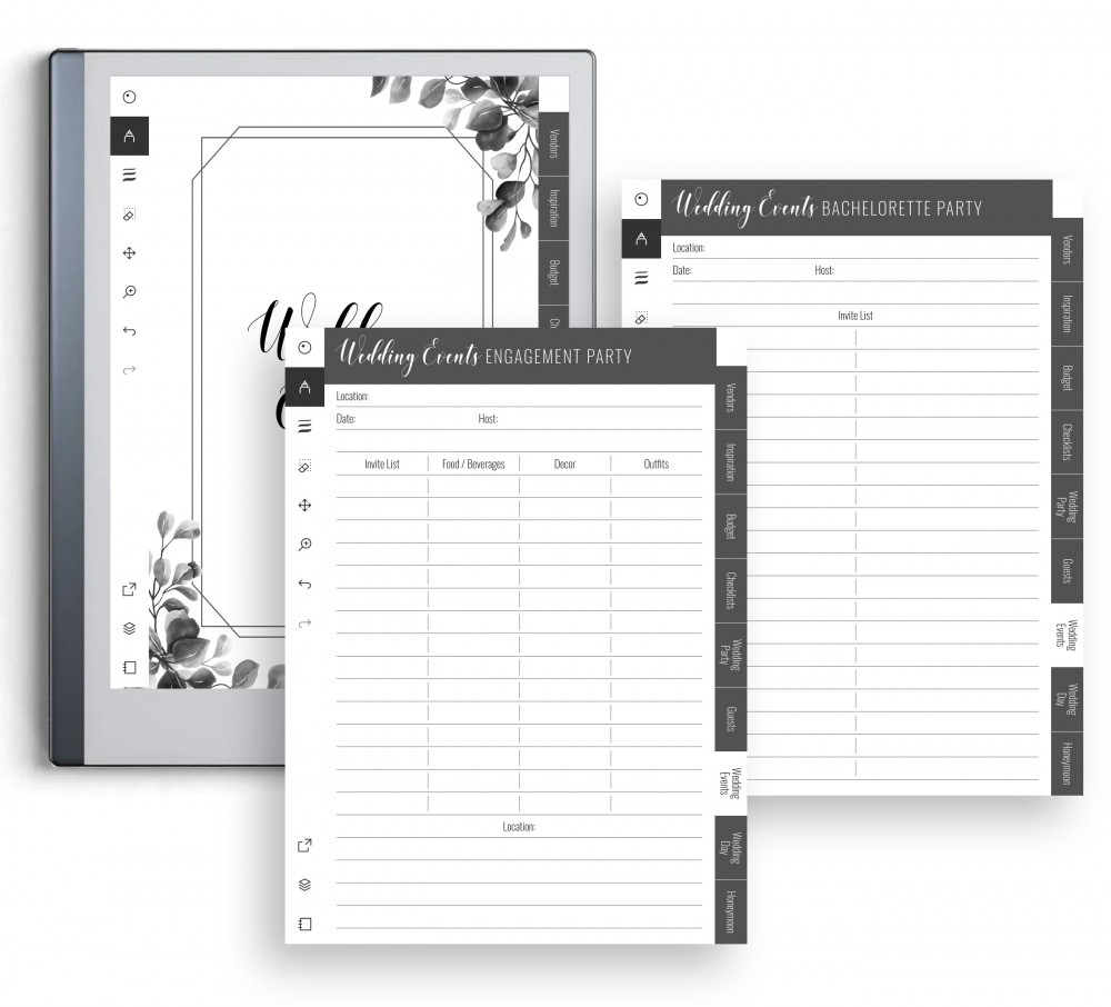 Events Planning Template for reMarkable