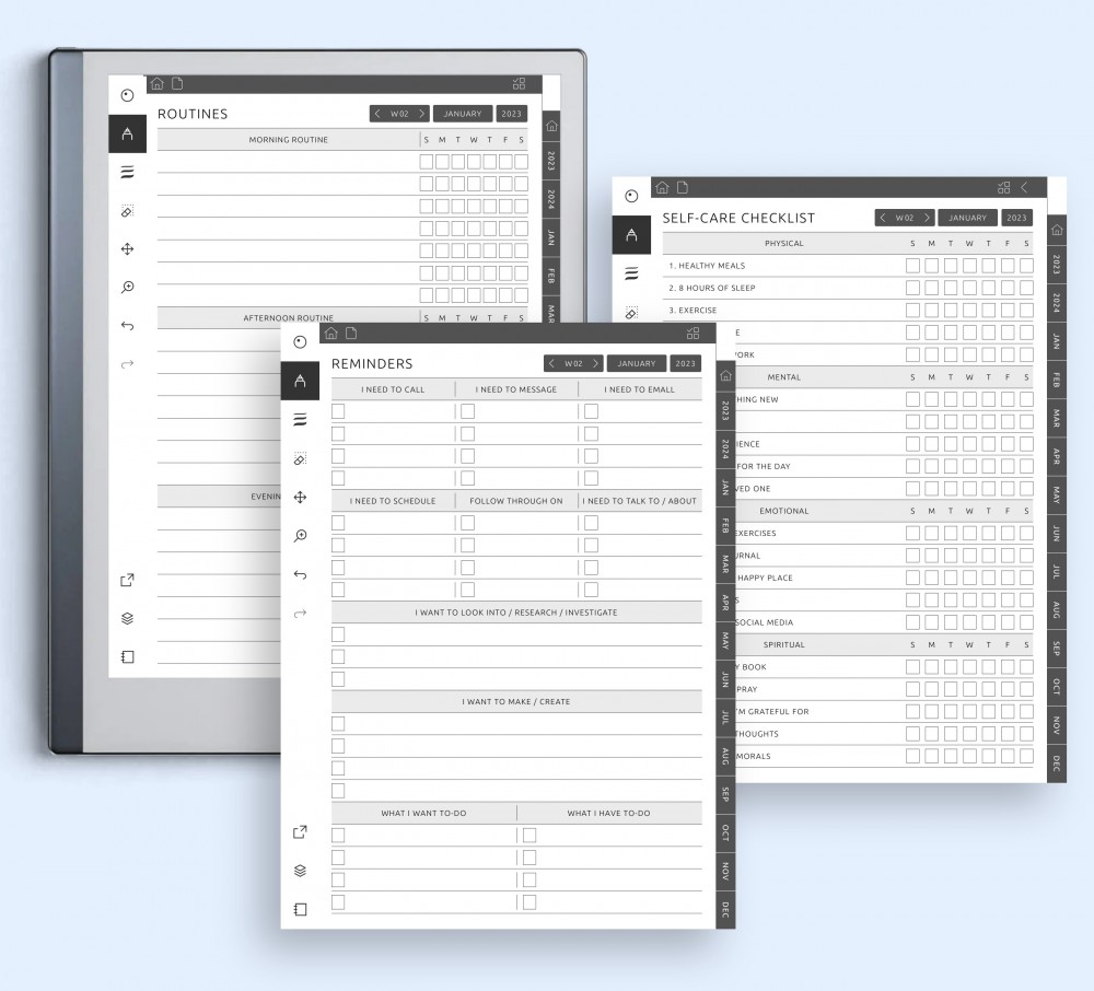 Upgrade Your Productivity with Customizable Trackers, Reminders, and Prompts Template for reMarkable