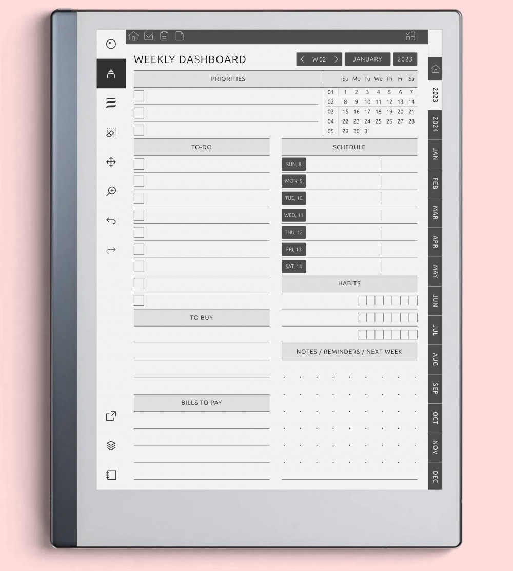 Index Page for GoodNotes Planner