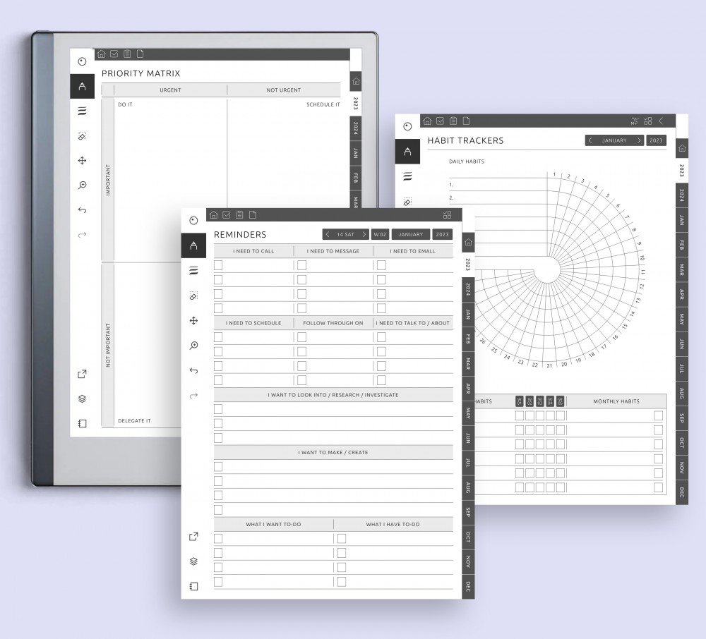 Boost Your Productivity with Trackers, Reminders, and Prompts Template for reMarkable
