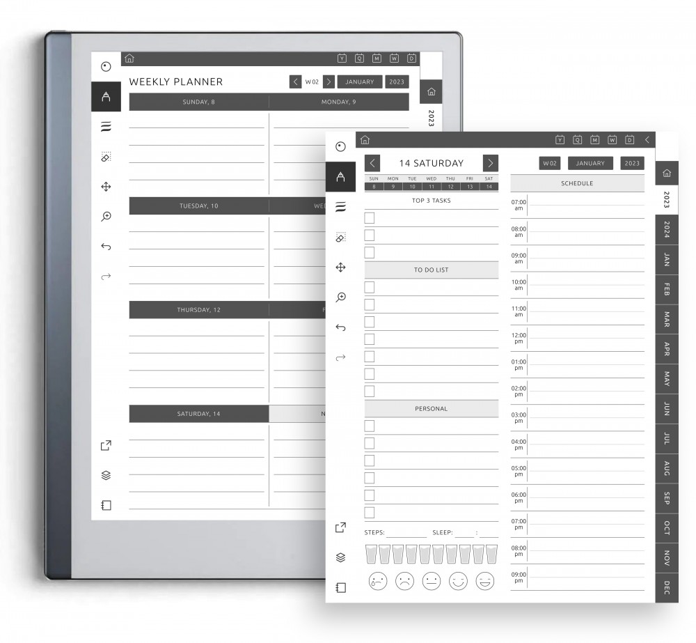 Daily and Weekly Schedule Template for reMarkable