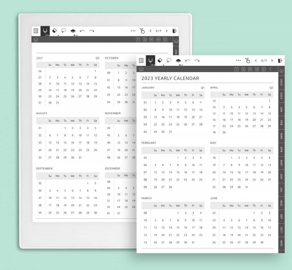 Variations Of Hyperlinked Calendars Template for GoodNotes
