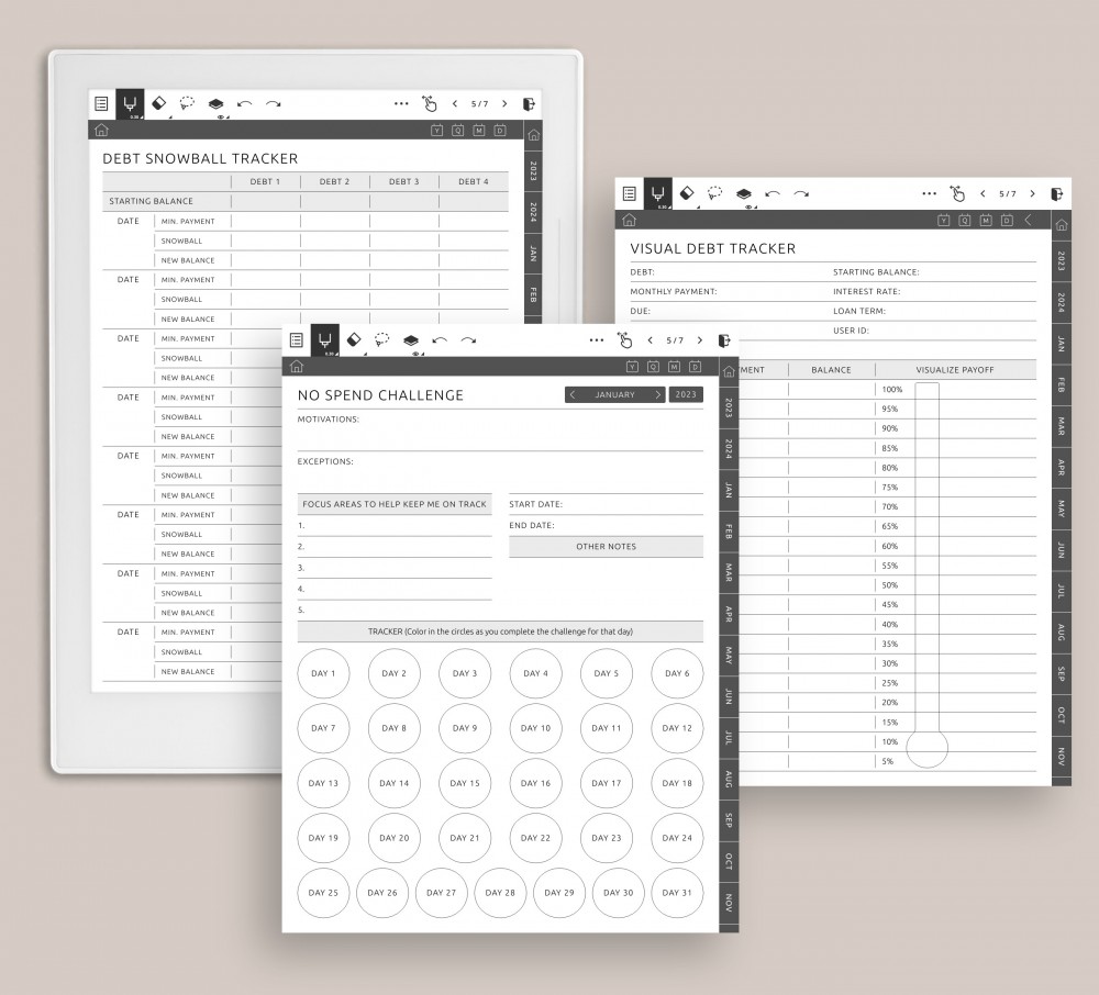Debt Trackers Template for Supernote