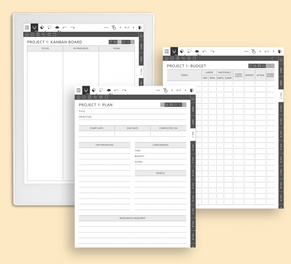 Manage 10 Projects with Ease using 80 Tailored Pages Template for Supernote