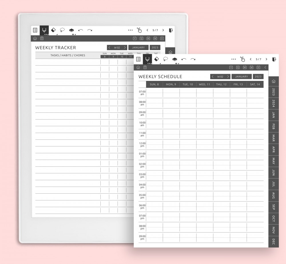 Weekly Plans & To-Do Lists in 14 Variations Template for Supernote