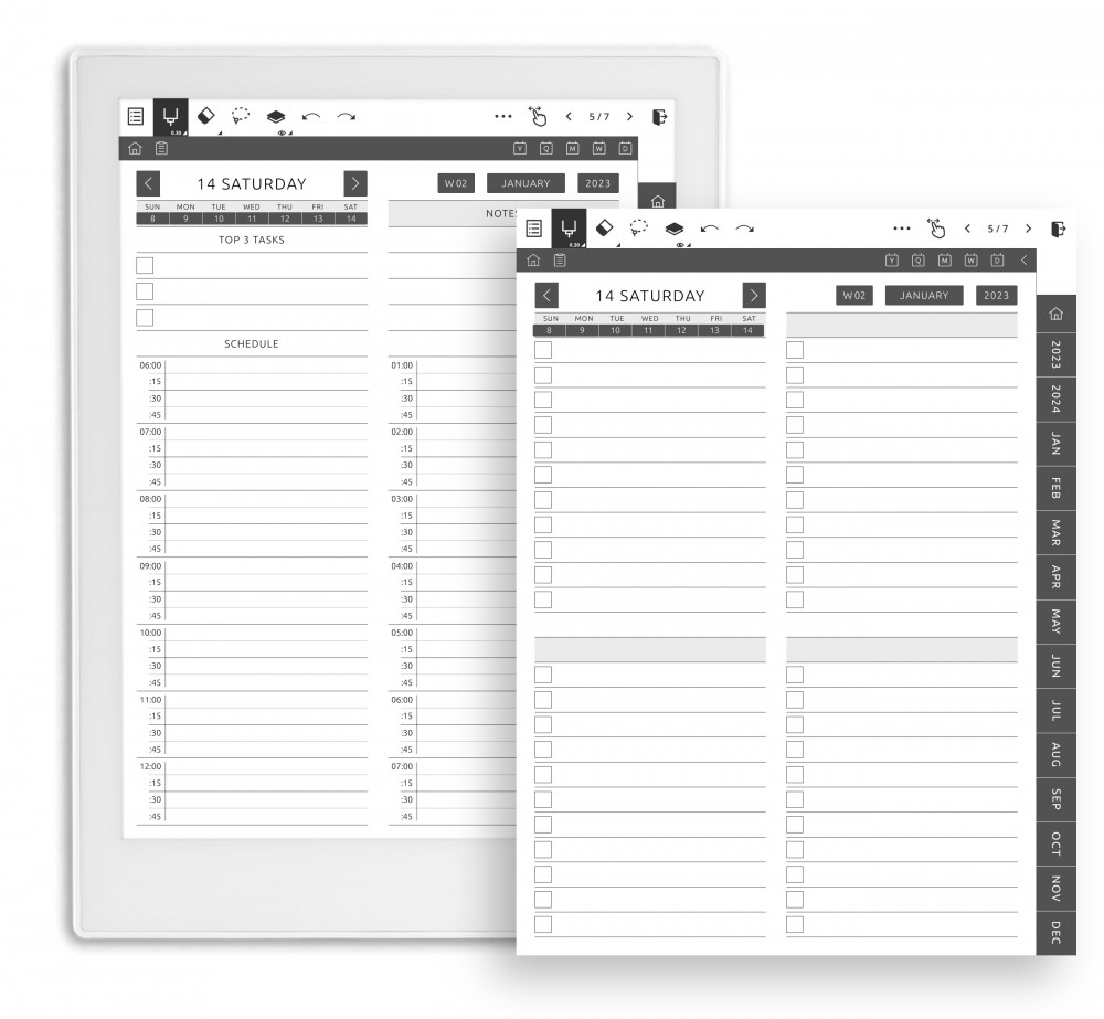 Daily To-Do & Schedule in 10 Variations Template for Supernote