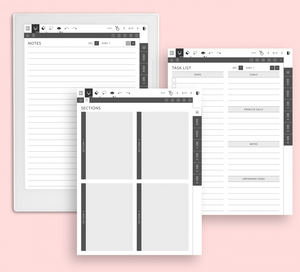 Sections for Your Projects Template for Supernote