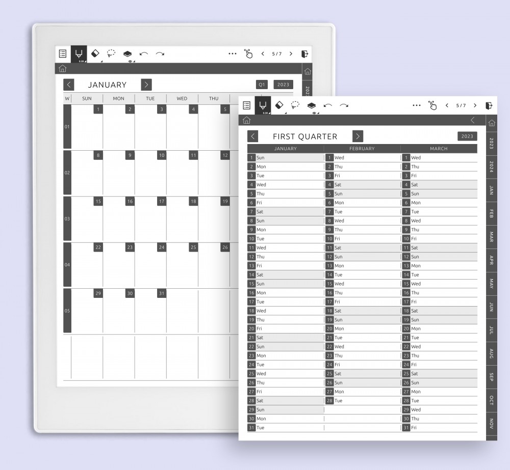 Monthly Planner Template for Supernote