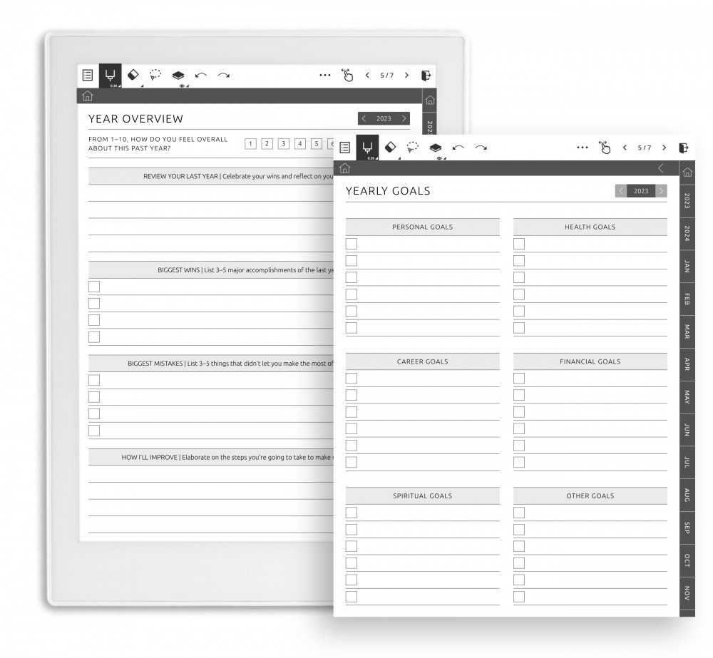 Set Yearly Goals Template for Supernote