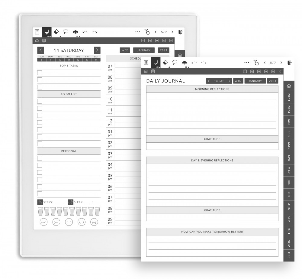 Plan Your Day: Daily Schedule, Wellness Journal  Template for Supernote