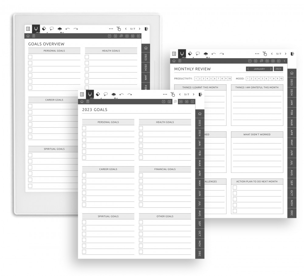 Enjoy Many Layouts for Goals Template for Supernote
