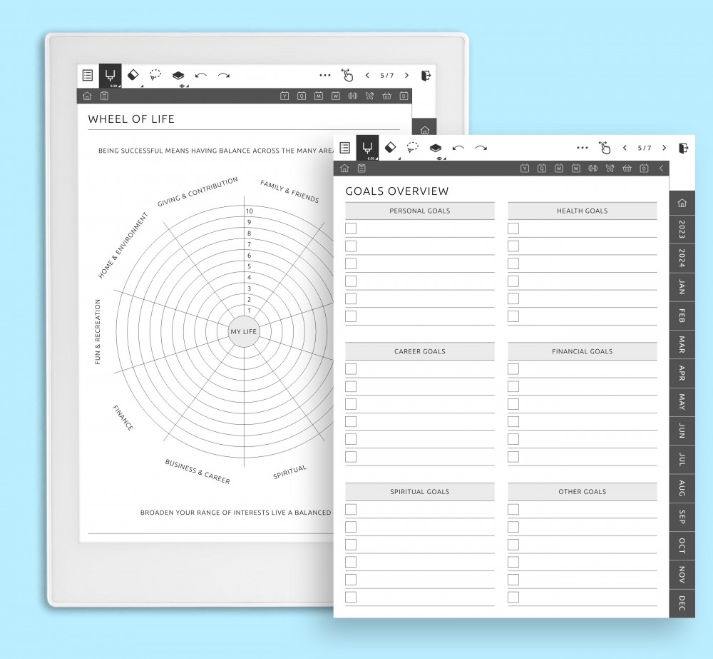 Goal Setting Pages Template for Supernote