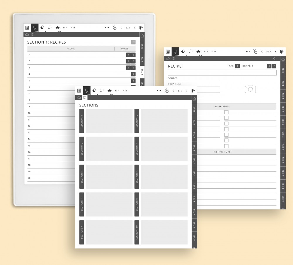 Custom Sections Template for Supernote